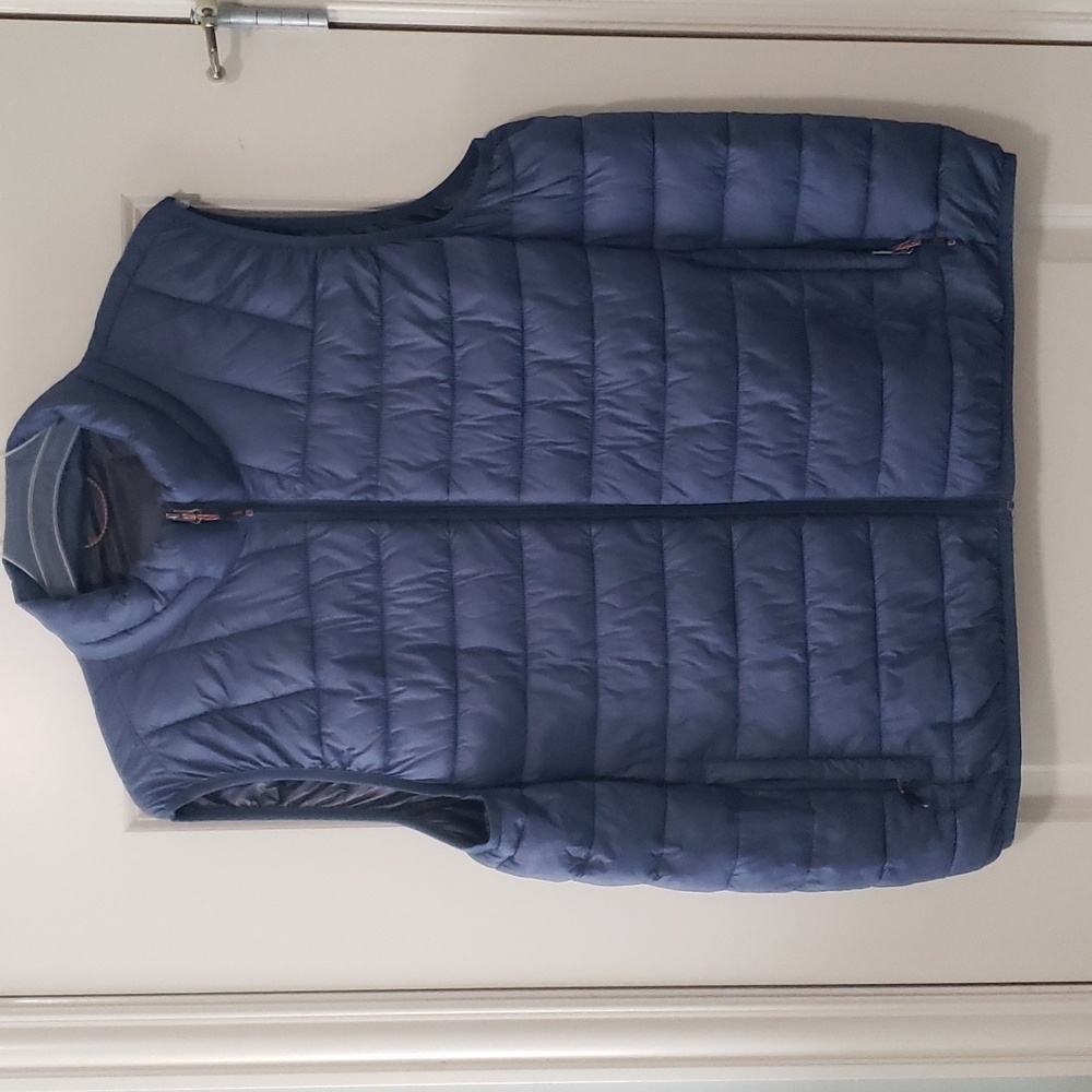 Slate blue zip-up puffer vest